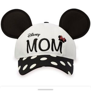 NWT Disney MOM Black & White Ear Minnie Mouse Hat Baseball Cap for Women